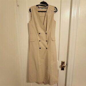 Ioanna Kourbela 100% cotton sleeveless double breasted dress